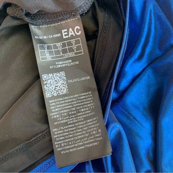 Guess Blue Metallic V Neck Bodycon Dress Size Small - Picture 12 of 13